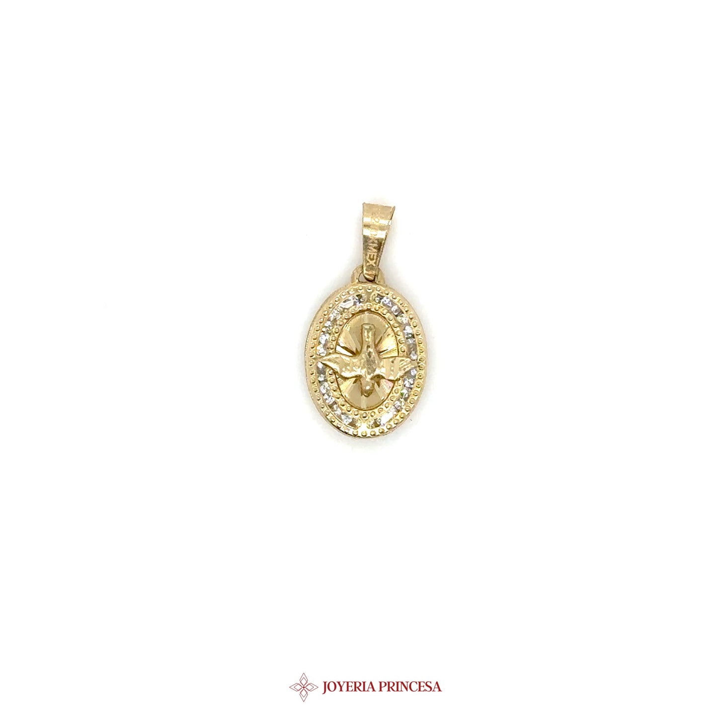 10K Oval Virgen de Guadalupe Pendant with CZ Accents