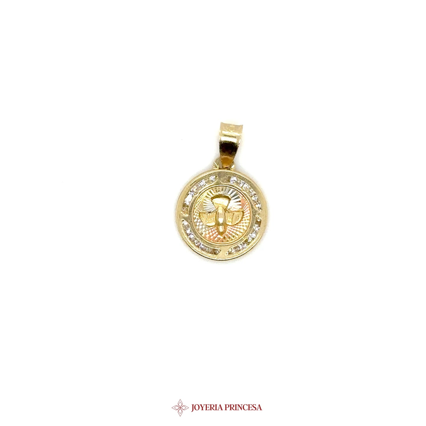 10K Gold Bautizo Pendant with Virgen de Guadalupe Motif