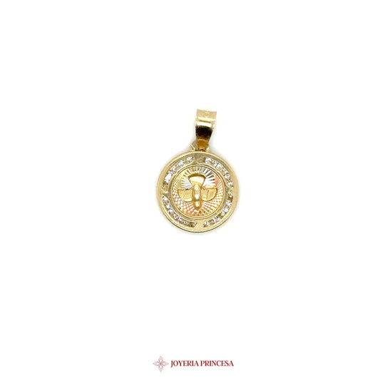 10K Gold Bautizo Pendant with Virgen de Guadalupe Motif