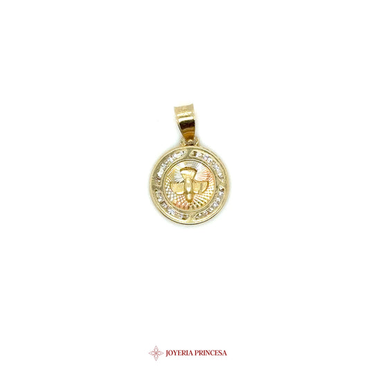 10K Pendant Bautizo with Virgen de Guadalupe Motif and CZ Accents