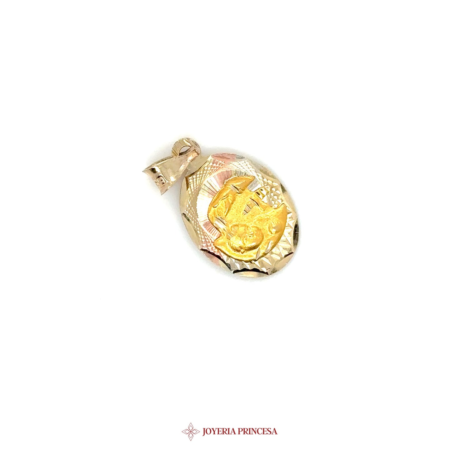 10K Gold Bautizo Pendant with Virgen de Guadalupe Motif (UN-3343)
