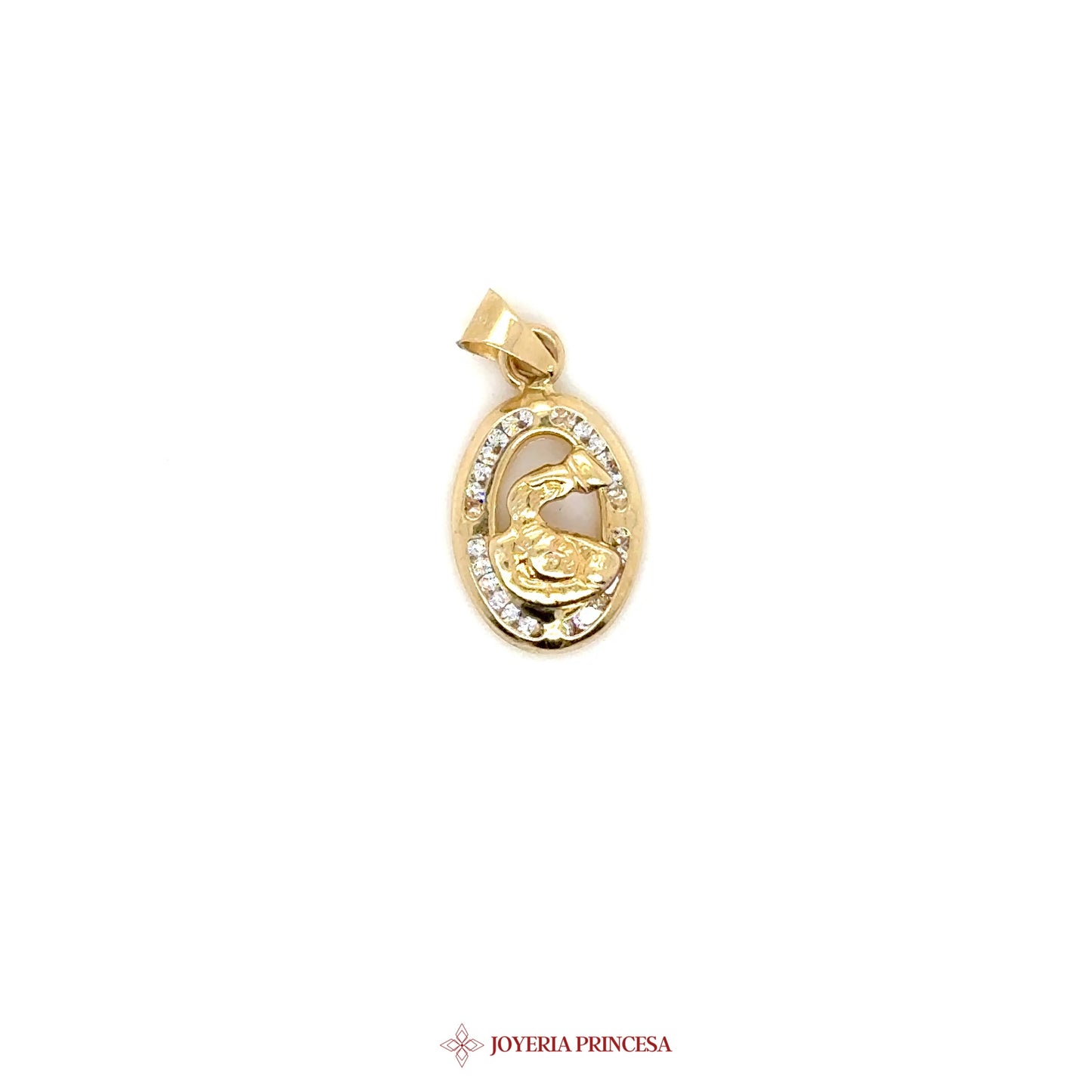 10K Yellow Gold Bautizo Pendant with Virgen de Guadalupe Motif