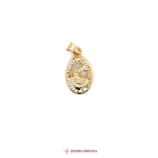 10K Yellow Gold Bautizo Pendant with Virgen de Guadalupe Motif