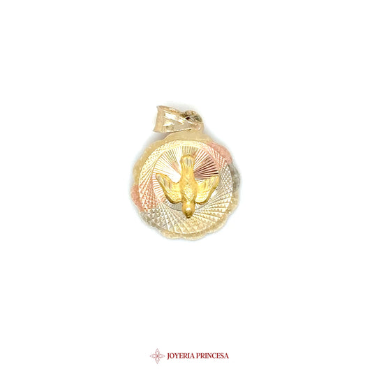 10K Pendant Bautizo with Dove Motif in Tri-Color Gold