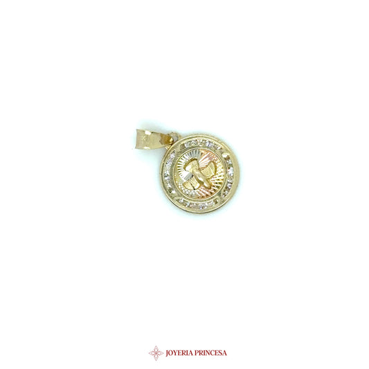 10K Gold Religious Bautizo Pendant with CZ Stones