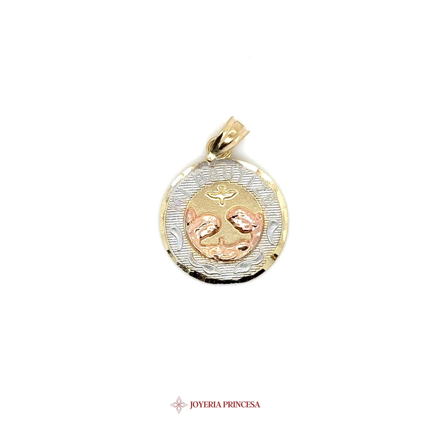 10K Gold Bautizo Pendant with Religious Motif