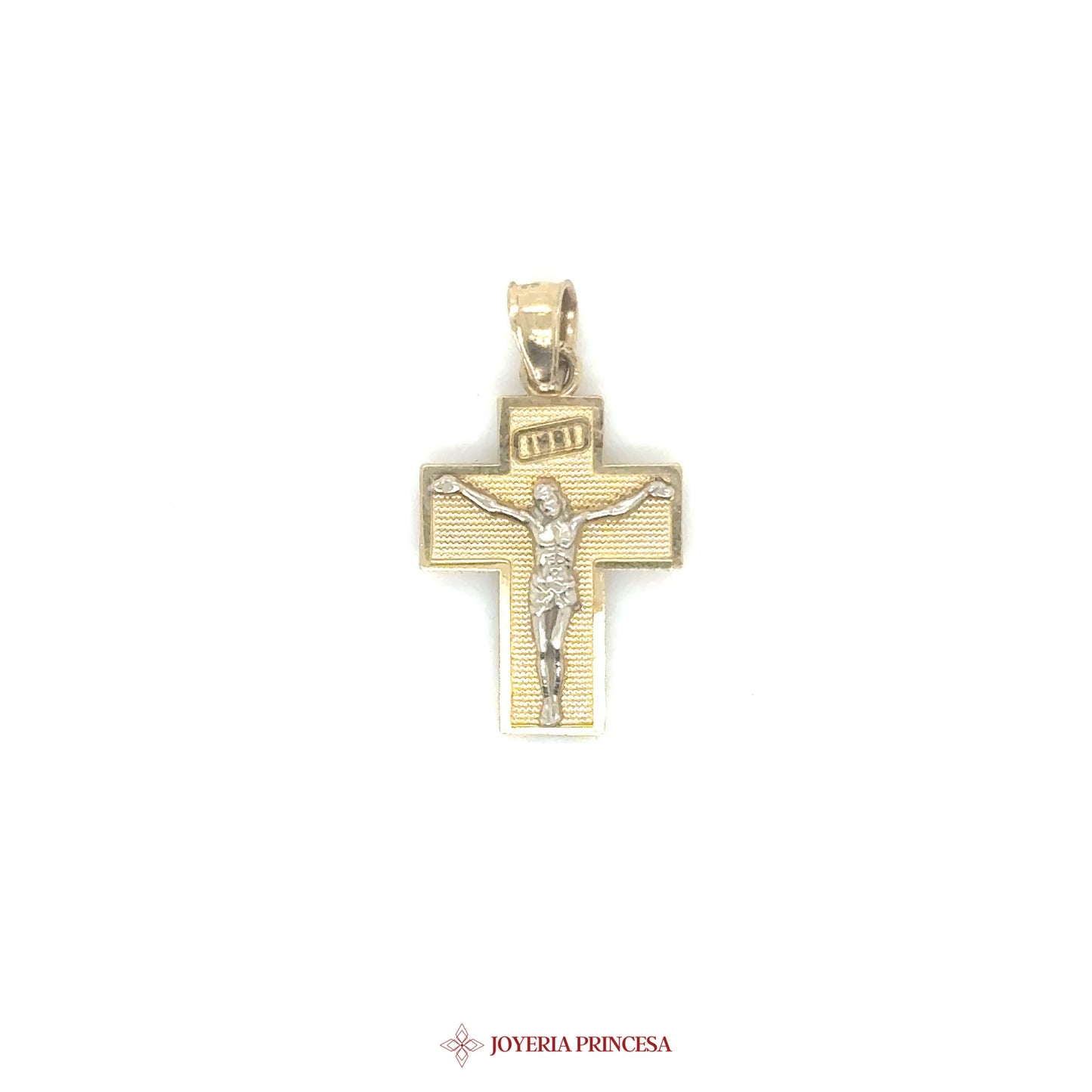 10K Pendant Jesus Cross with Textured Design
