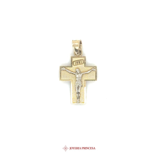 10K Pendant Jesus Cross with Textured Design