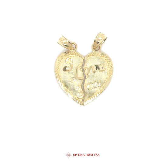 10K Heart Pendant with 'I Love You' Engraving