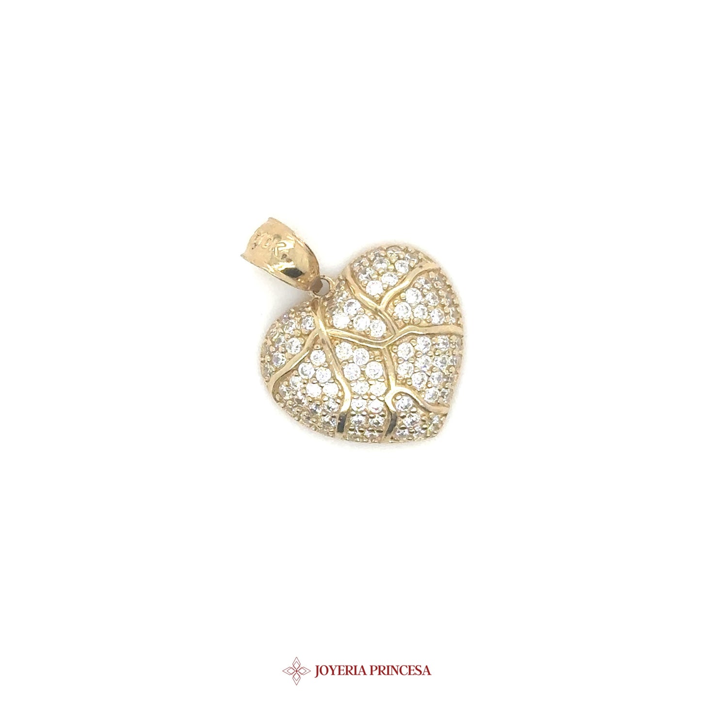 10K Heart Pendant with Simulated Stones [UN-3370]
