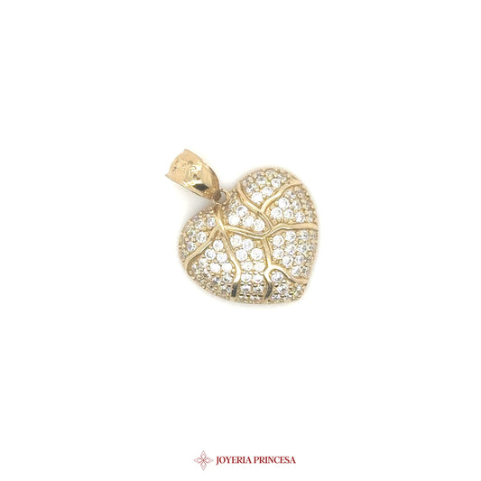 10K Heart Pendant with Simulated Stones [UN-3370]