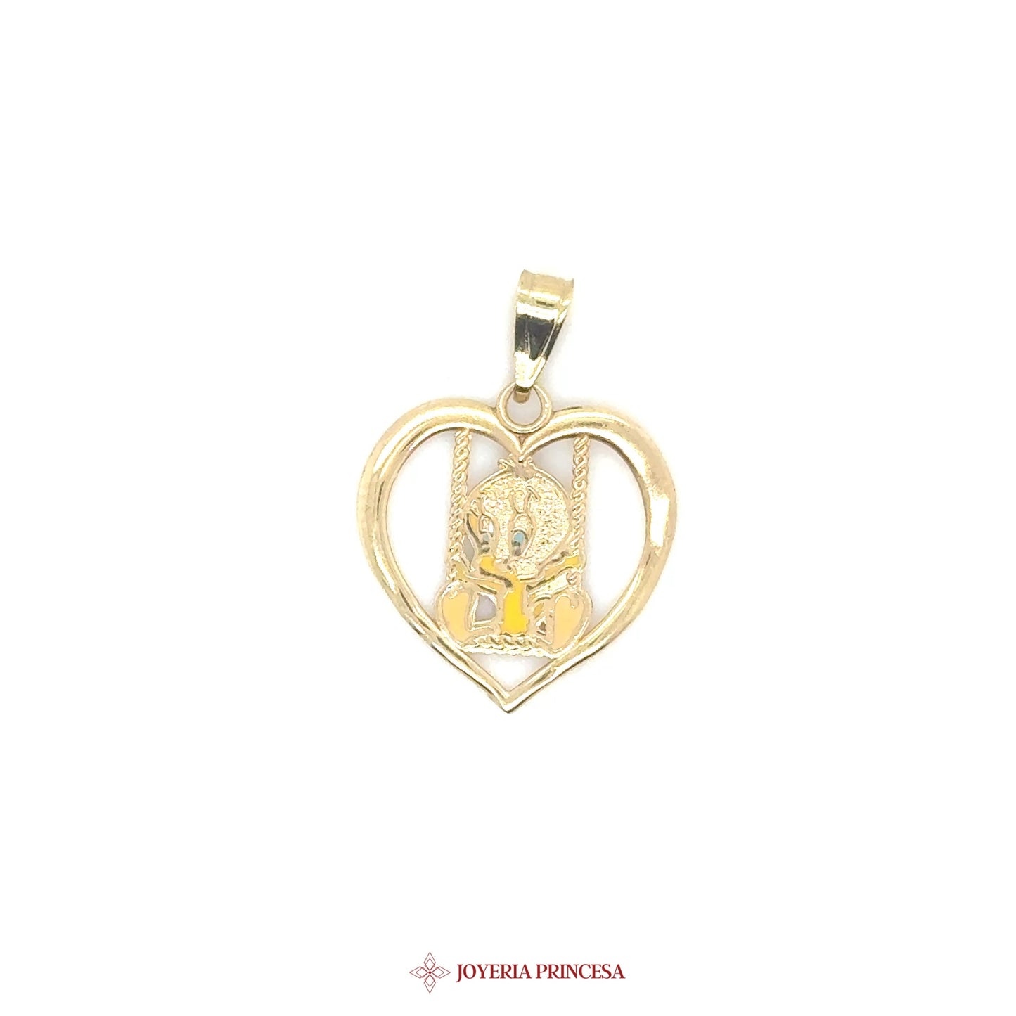 10K Heart Shaped Pendant with Swing Motif