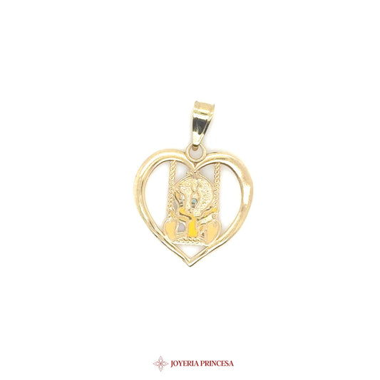 10K Heart Shaped Pendant with Swing Motif