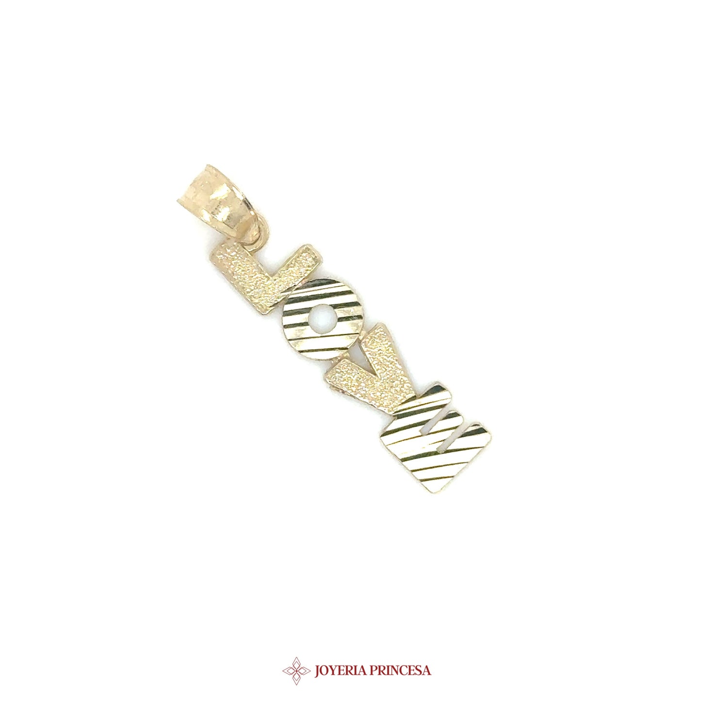 10K Love Pendant with Striped Design