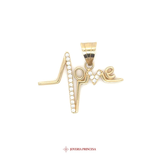 10K Love Heartbeat Pendant with CZ Stones