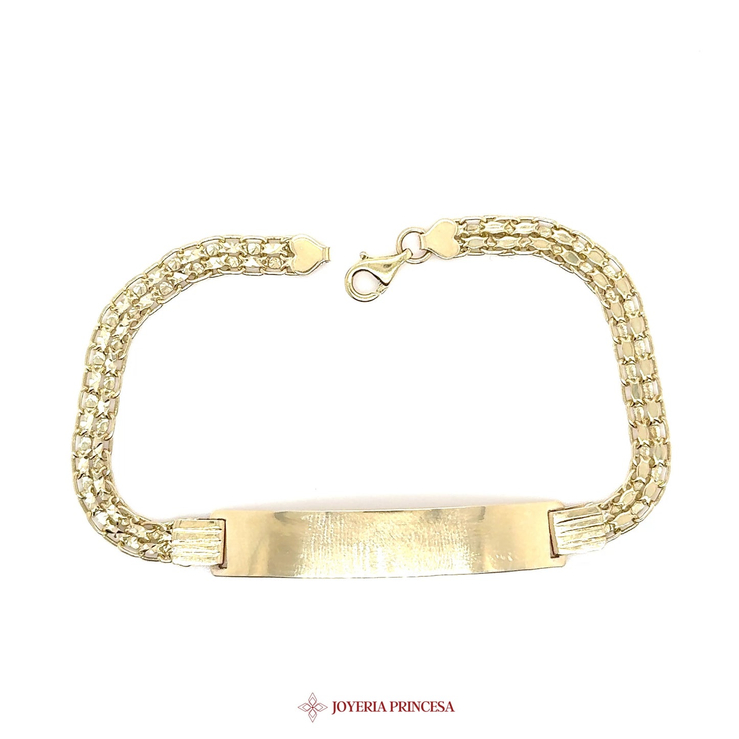 10K Gold ID Plate Bracelet with Braided Chain