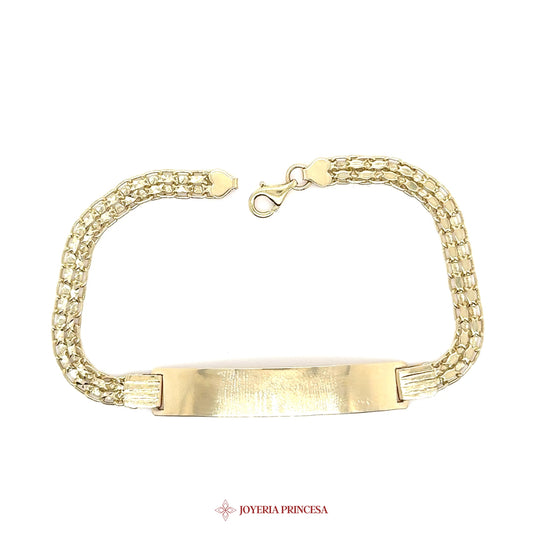 10K Gold ID Plate Bracelet with Braided Chain