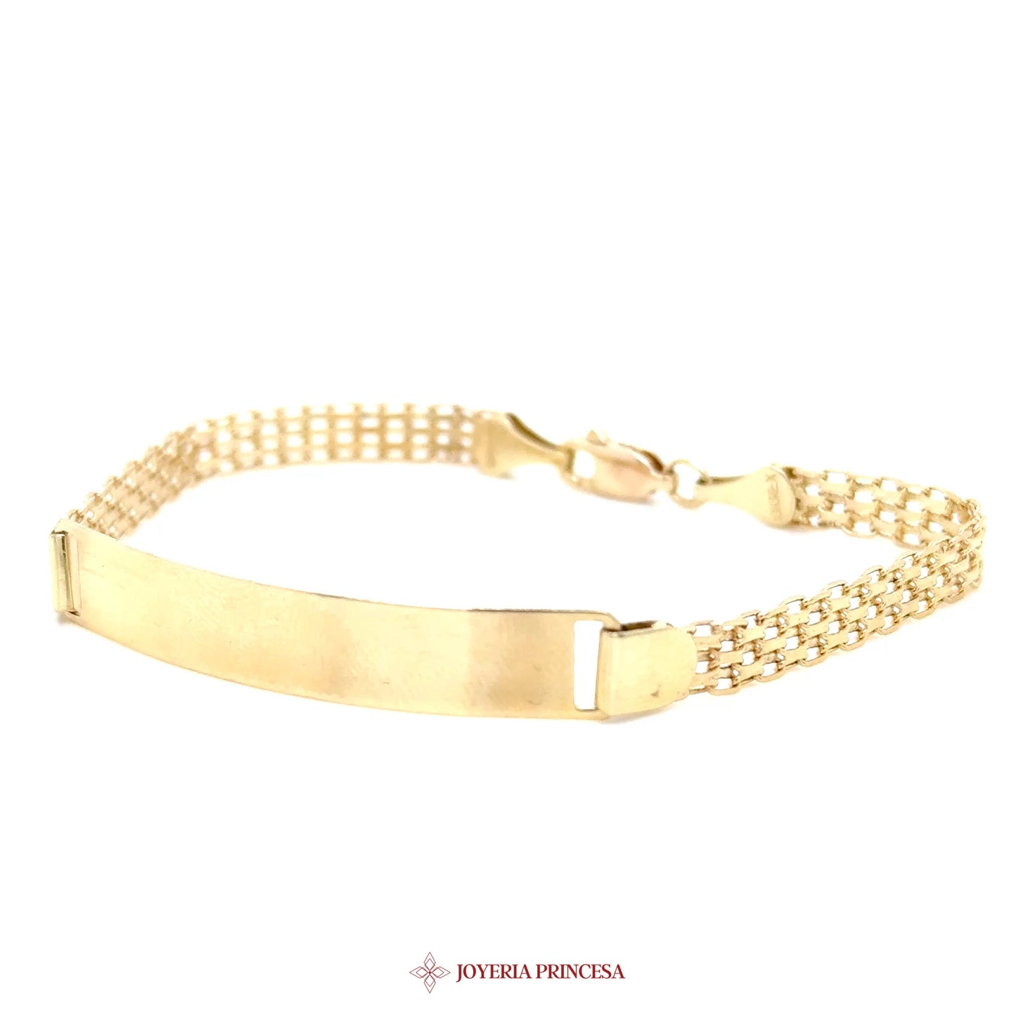 10K Gold ID Plate Bracelet with Mesh Chain