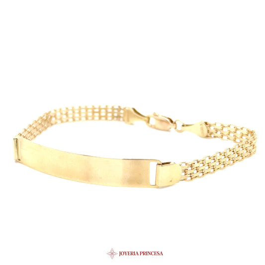 10K Gold ID Plate Bracelet with Mesh Chain
