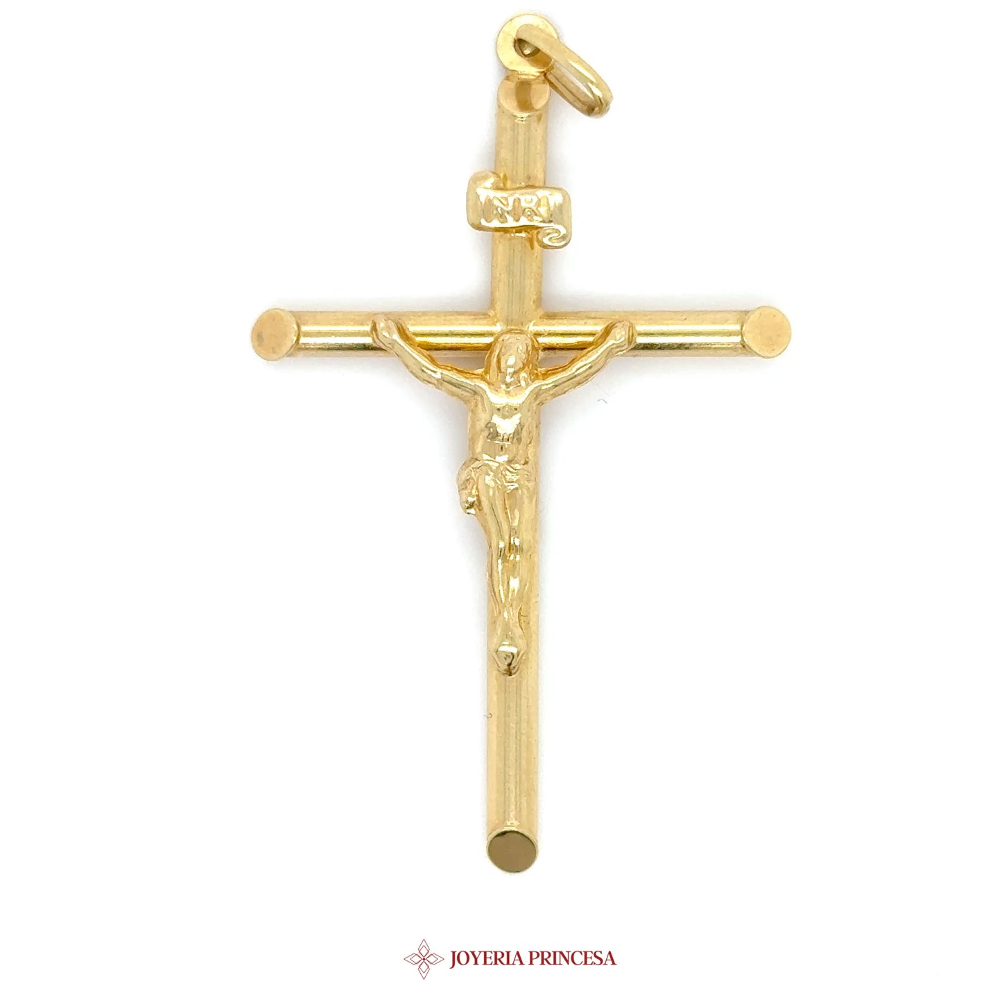 14K Gold Crucifix Pendant with Detailed Jesus Motif