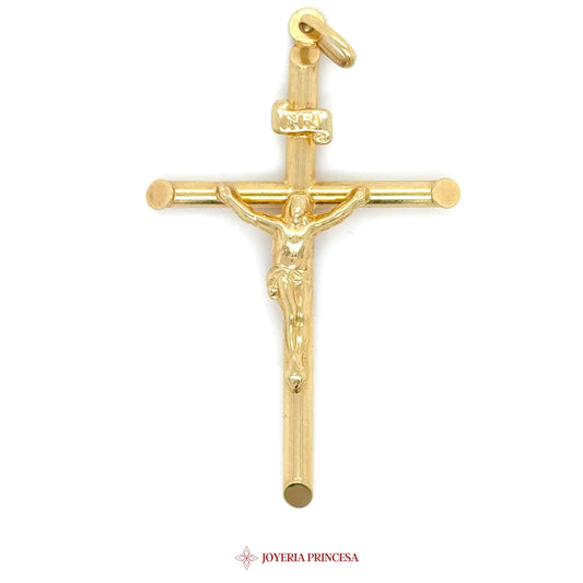 14K Gold Crucifix Pendant with Detailed Jesus Motif