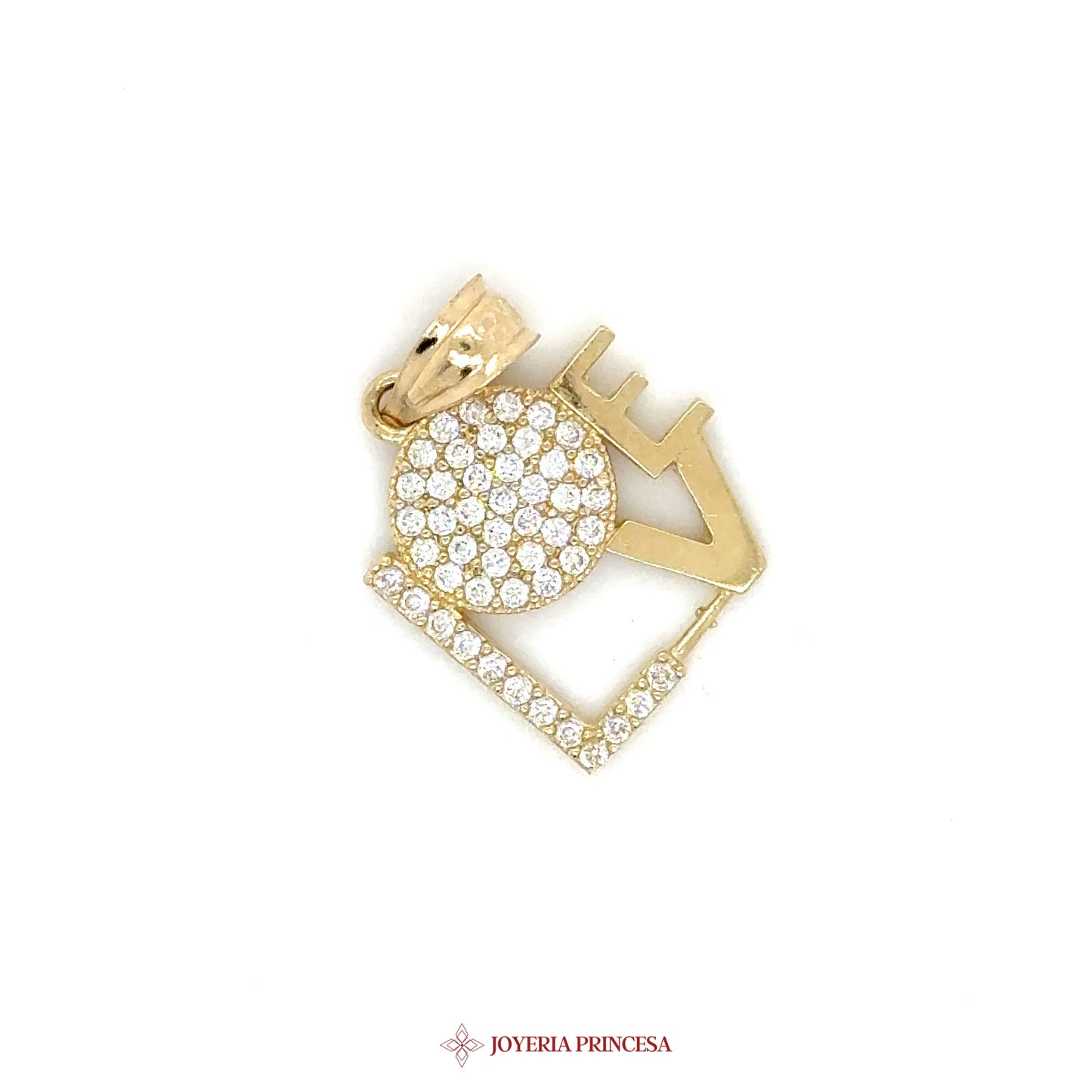 14K Love Pendant with Paved CZ Stones