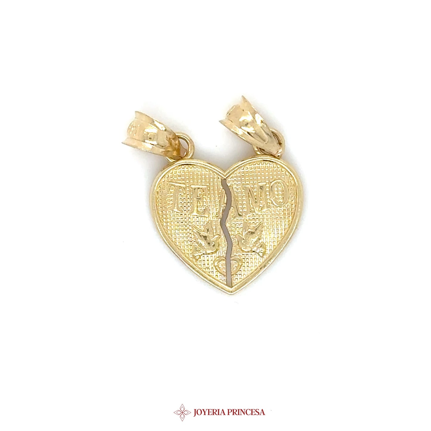 14K Heart Pendant with 'TE AMO' Motif