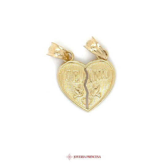 14K Heart Pendant with 'TE AMO' Motif