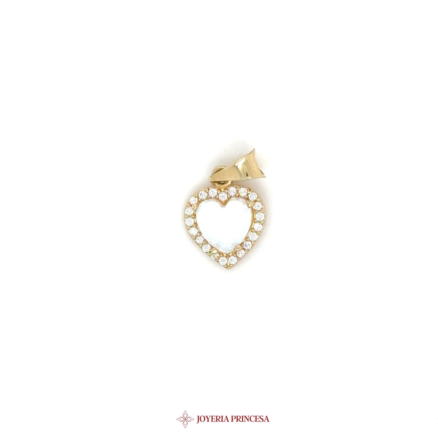 14K Heart Pendant with CZ Stones