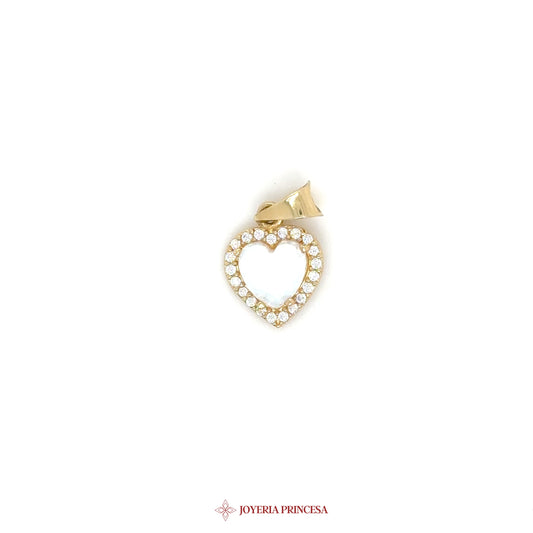 14K Heart Pendant with CZ Stones