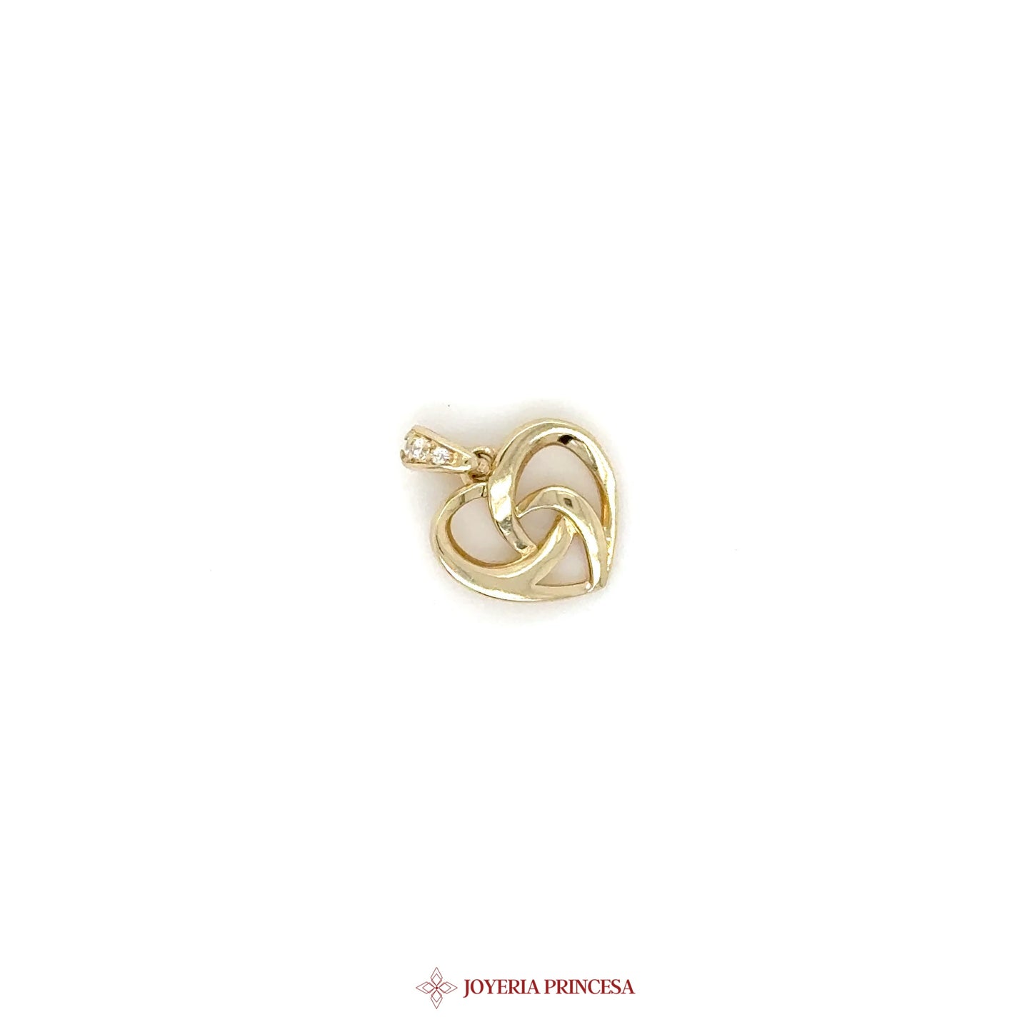 14K Gold Heart Pendant with Intertwined Design