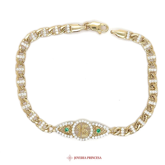 14K Gold Quinceañera Bracelet with Virgen de Guadalupe Motif