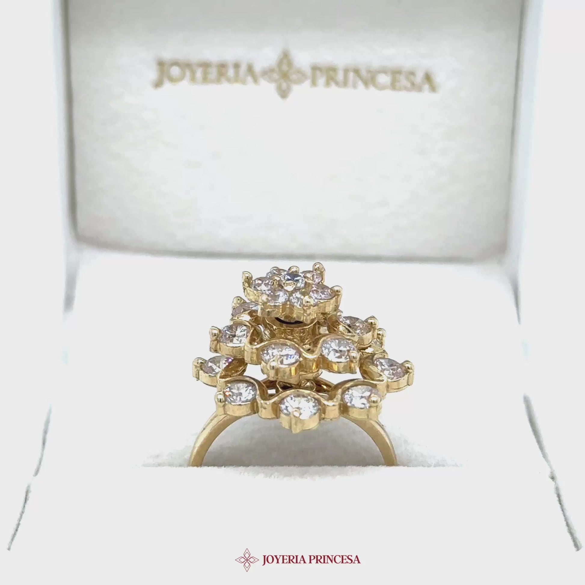 14K Gold Floral Motif Stud Earrings with Simulated Stones video preview