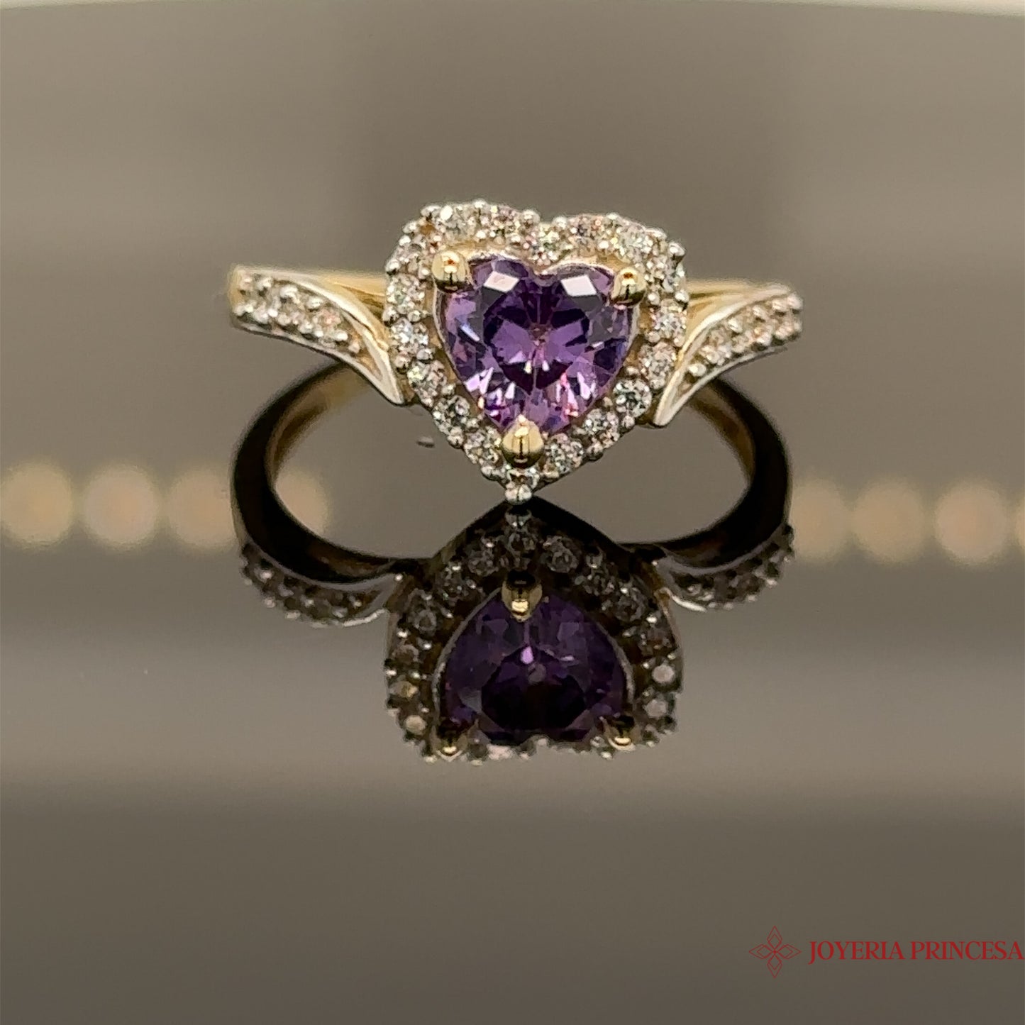 14K Amethyst Heart Ring