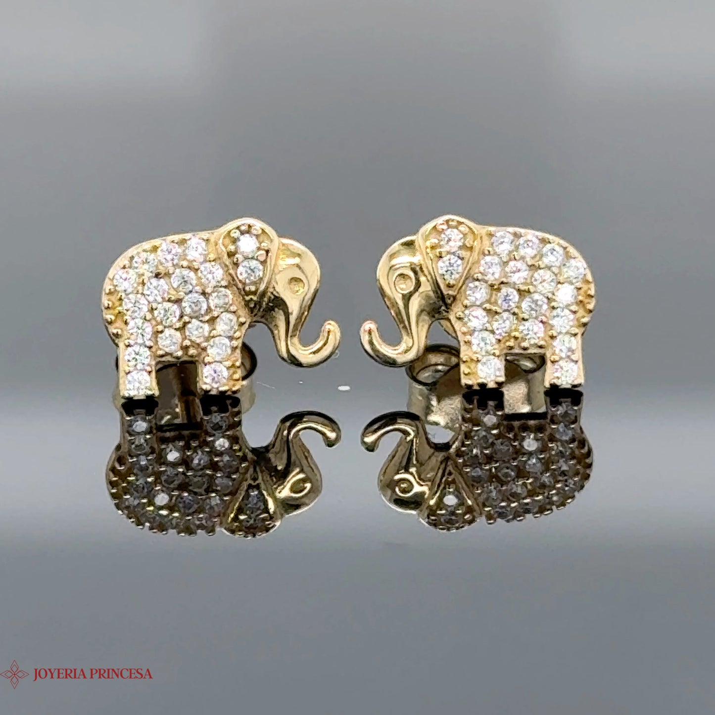 Majestic Elephant 14K Gold Stud Earrings