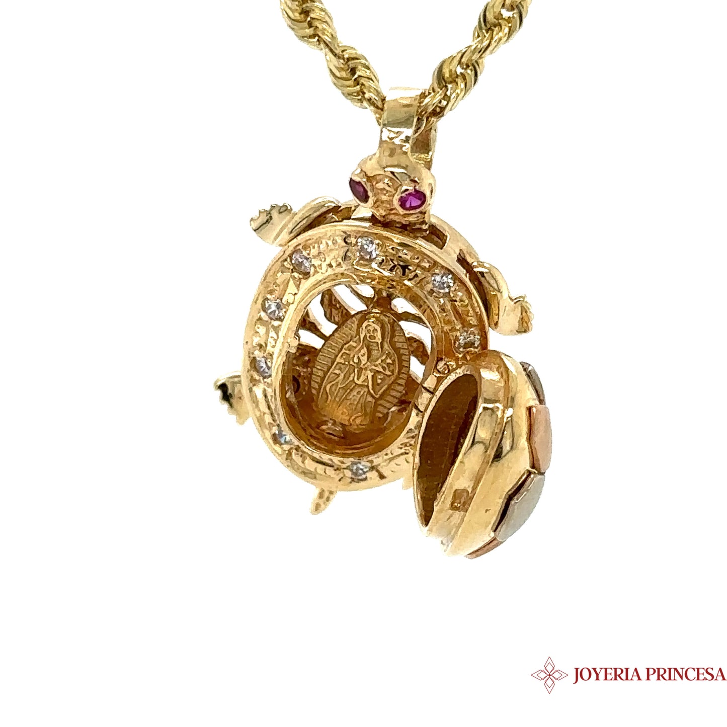 14K Gold Tri Color Turtle Pendant