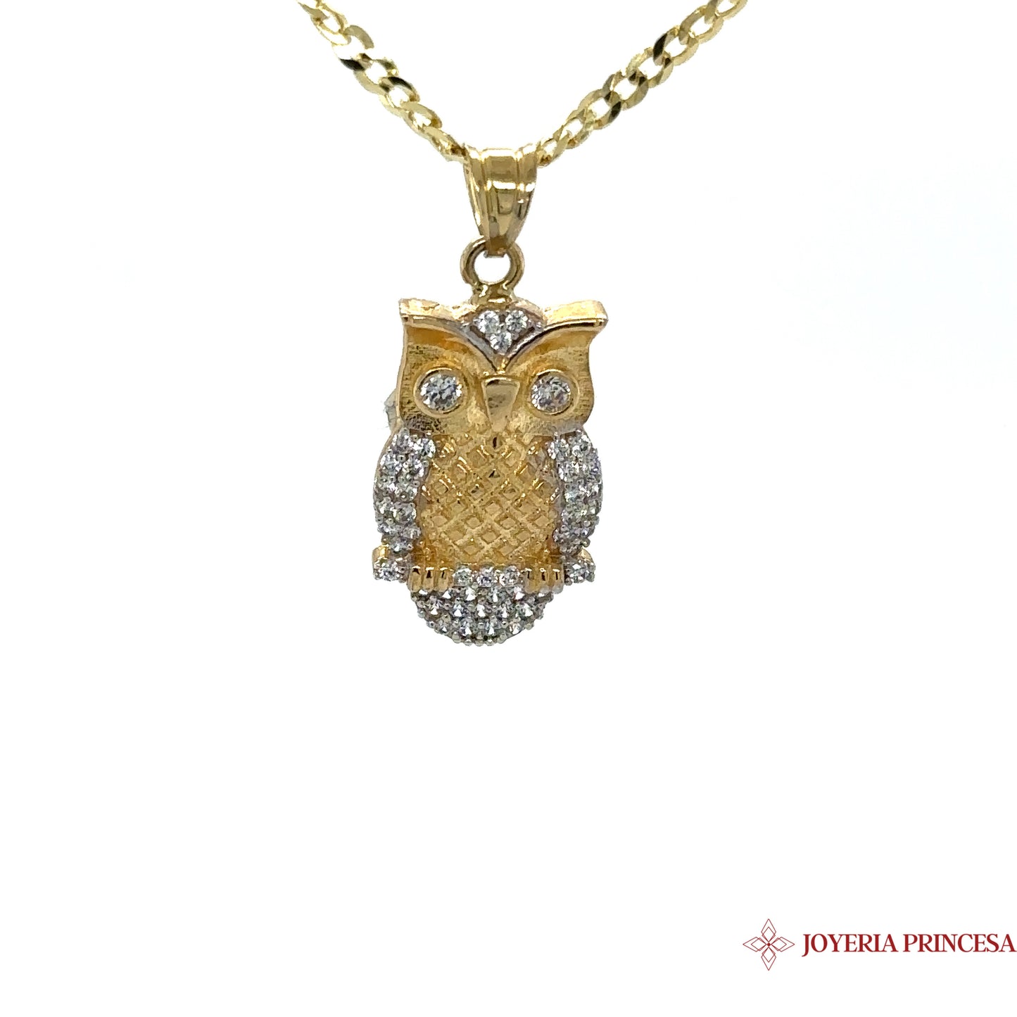 10K Zirconia-covered Owl Pendant