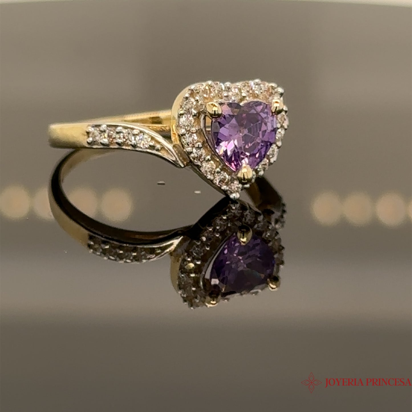 14K Amethyst Heart Ring