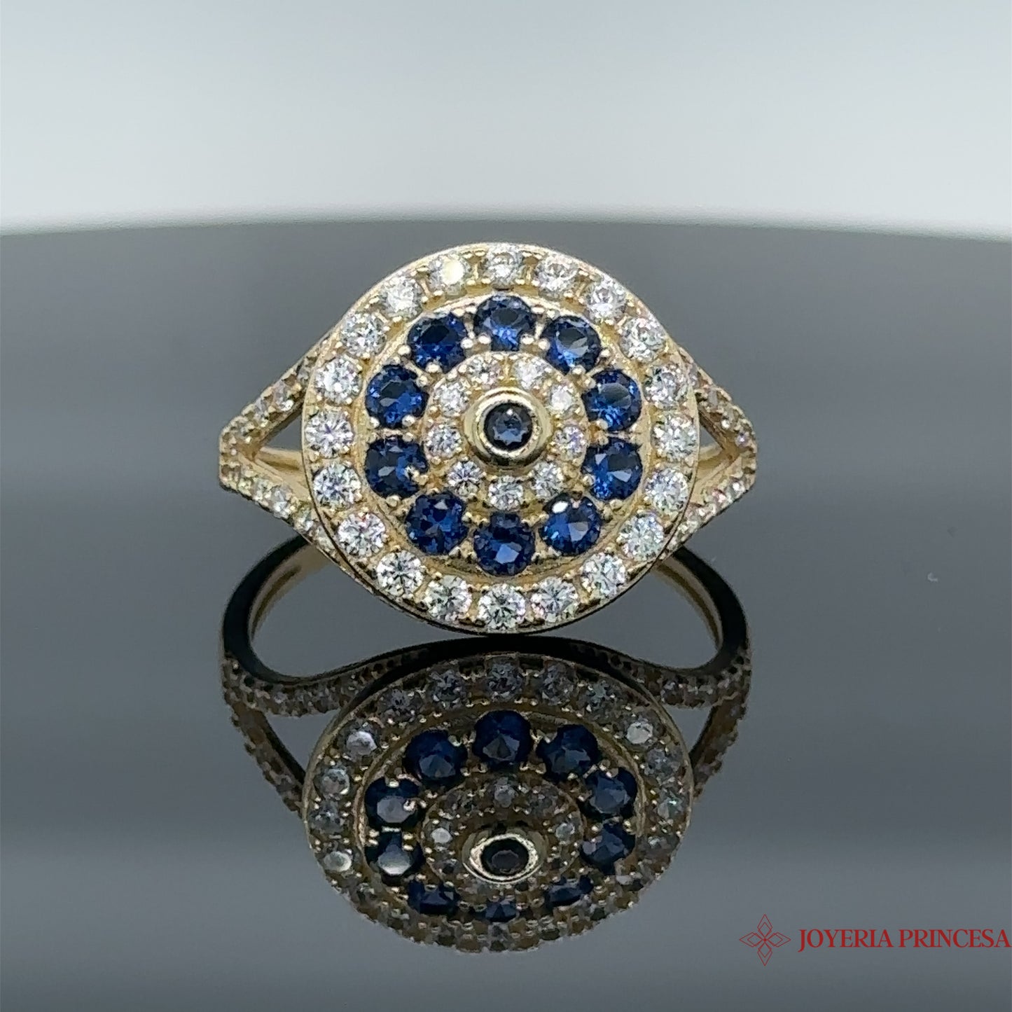 14K Circular Evil Eye Ring