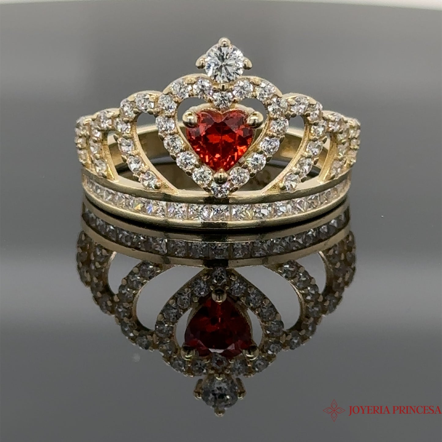 14K Orange Garnet Gold Crown Ring