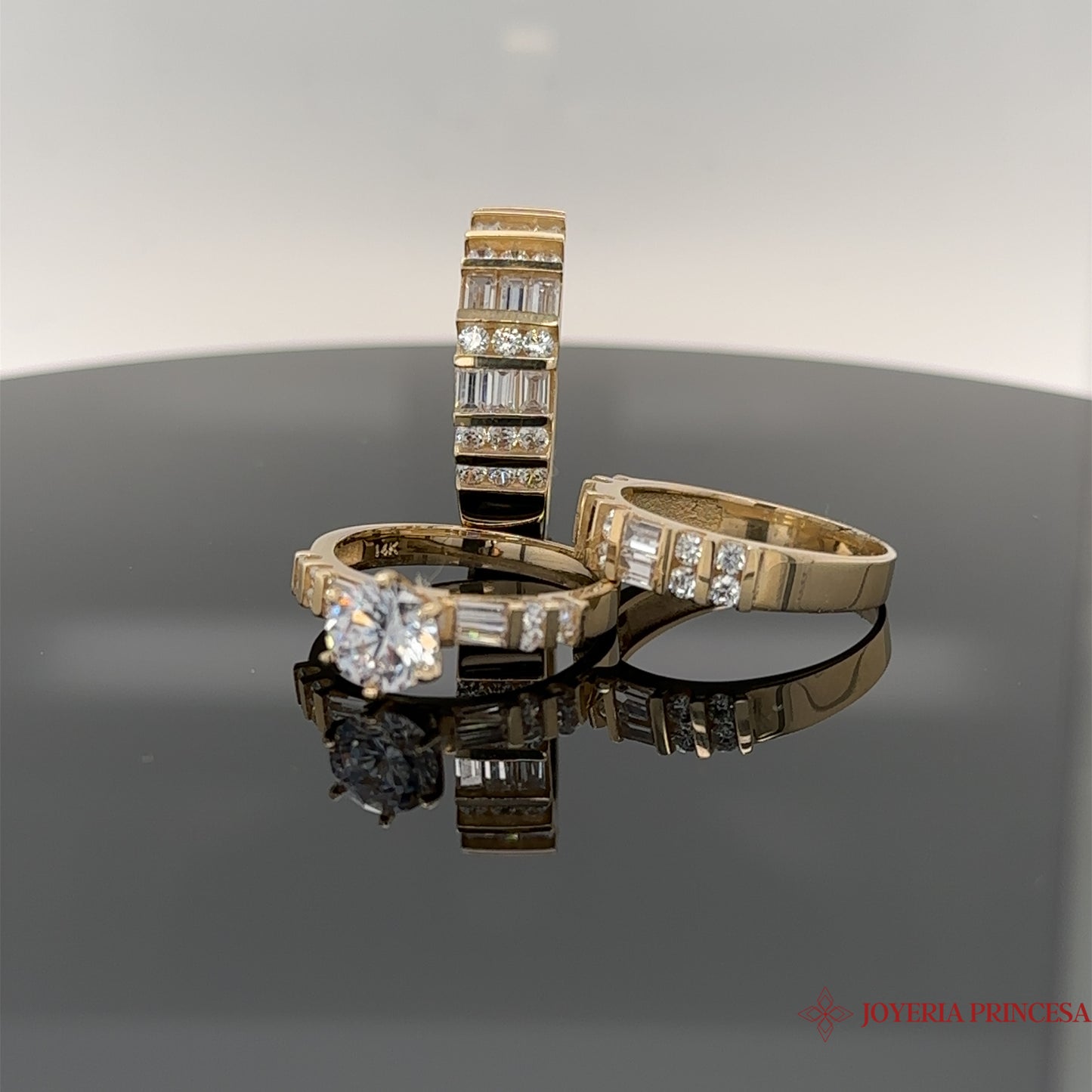 14K Engagement and Wedding Band Gold Set