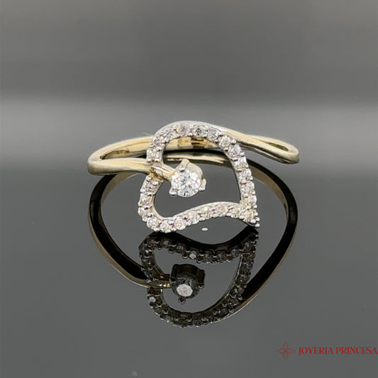 14K Swirled Heart Gold Ring