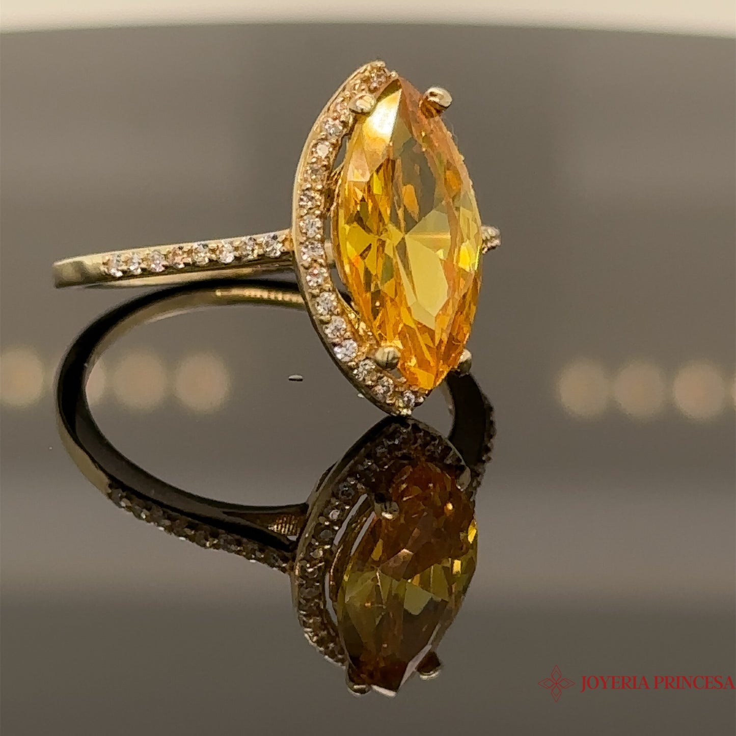 14K Marquise-Topaz Zirconia Ring