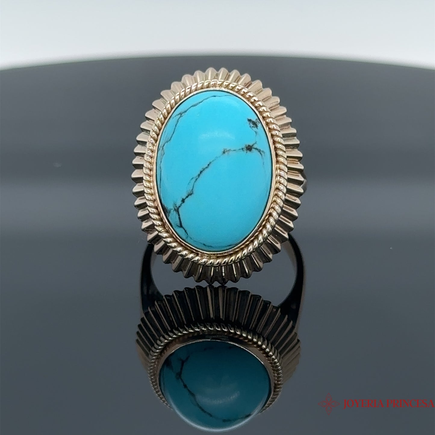 14K Turquoise Oval Ring