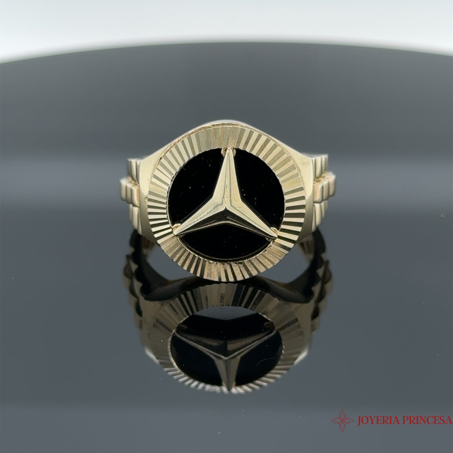 14K Diamond Cut Mercedes Ring