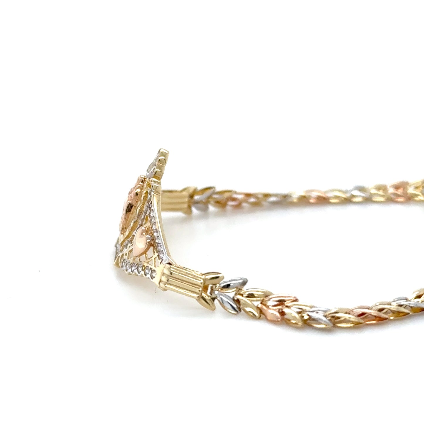 14K 3 Tone Gold Quinceañera Bracelet