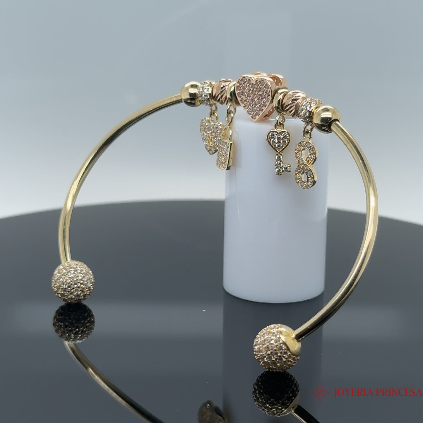 14K Pandora Bracelet with Dangling Pendants