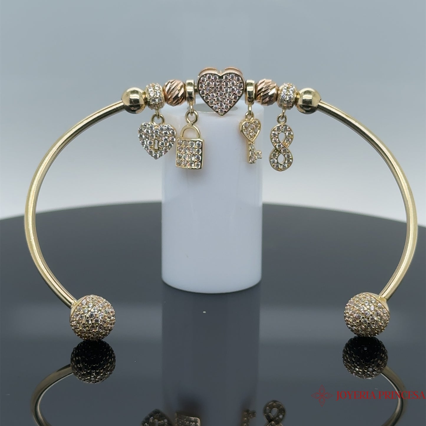 14K Pandora Bracelet with Dangling Pendants