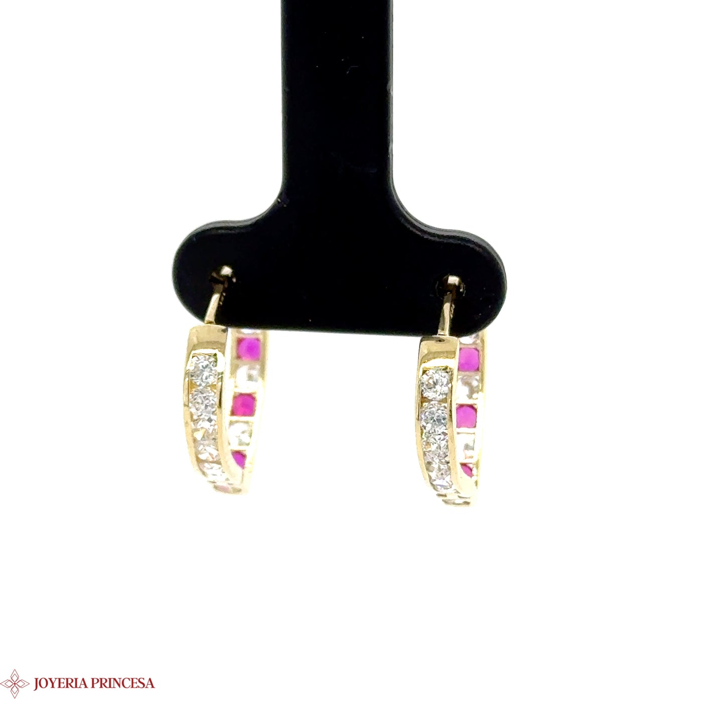 Elegant Pink Hues 14K Gold Hoop Earrings