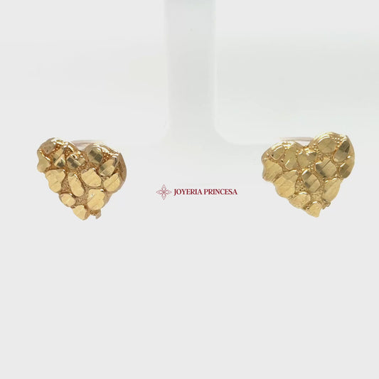 14K Yellow Gold Heart Nugget Stud Earrings — UN-0716_mmeut3lehnb_2025-10-01-16-42-24